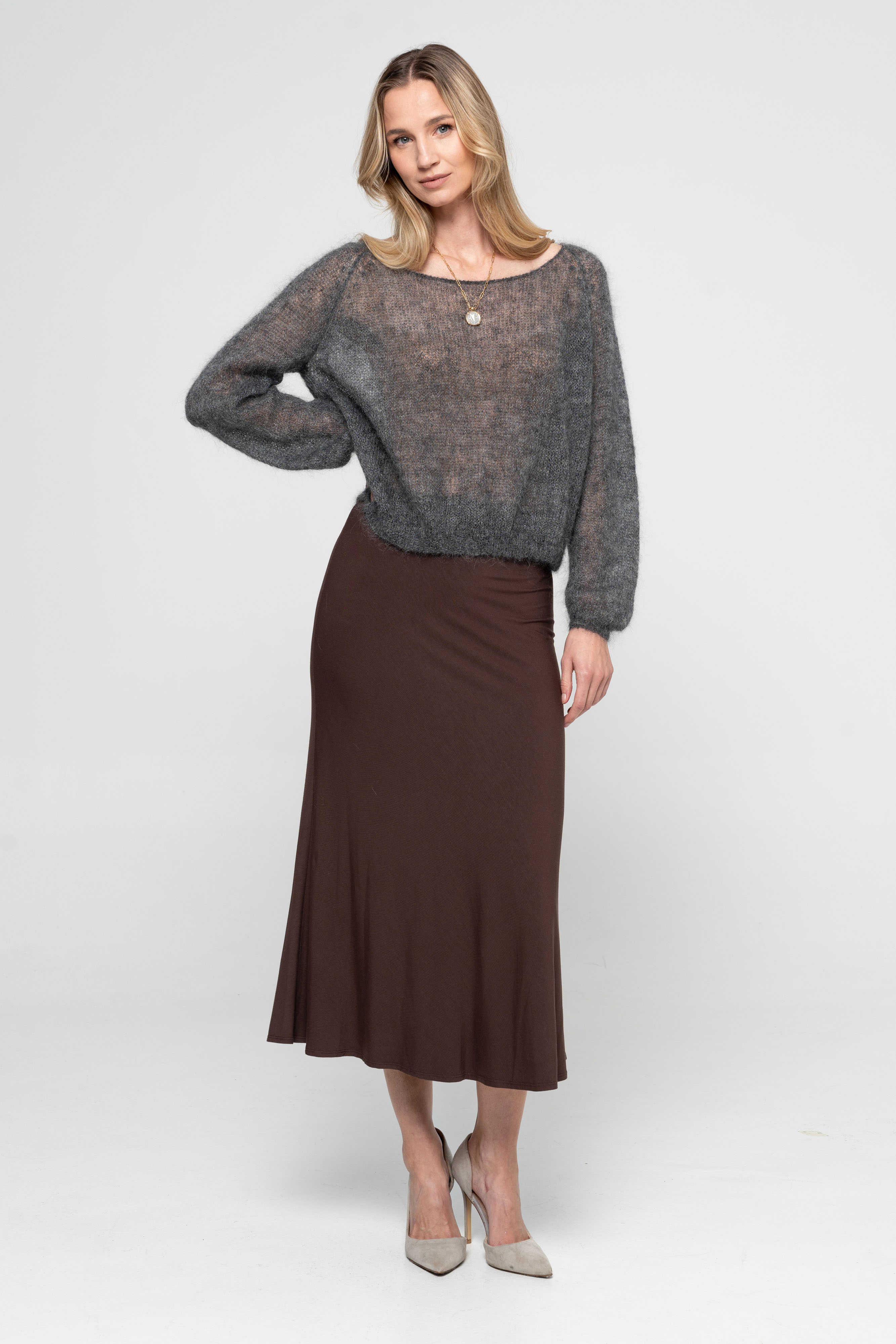 Sweter jedwab szary zdjęcie 7