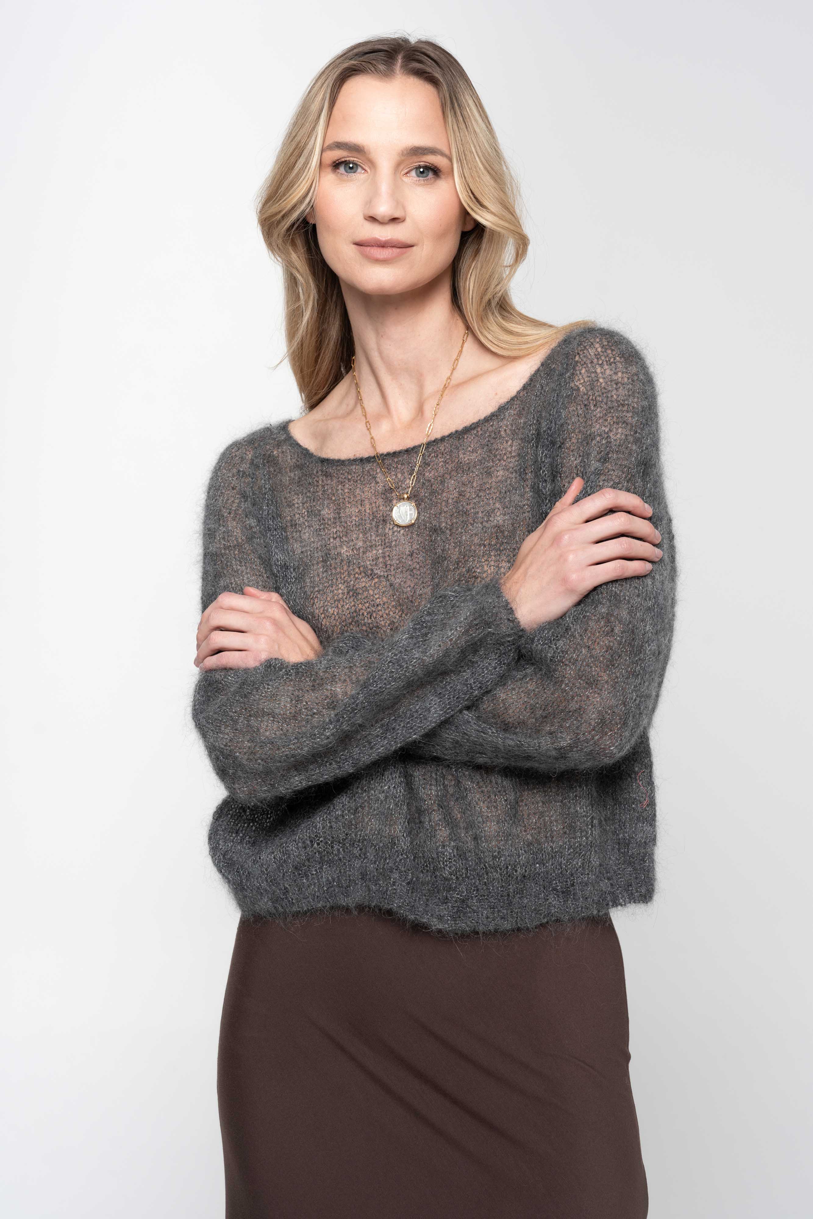 Sweter jedwab szary zdjęcie 1