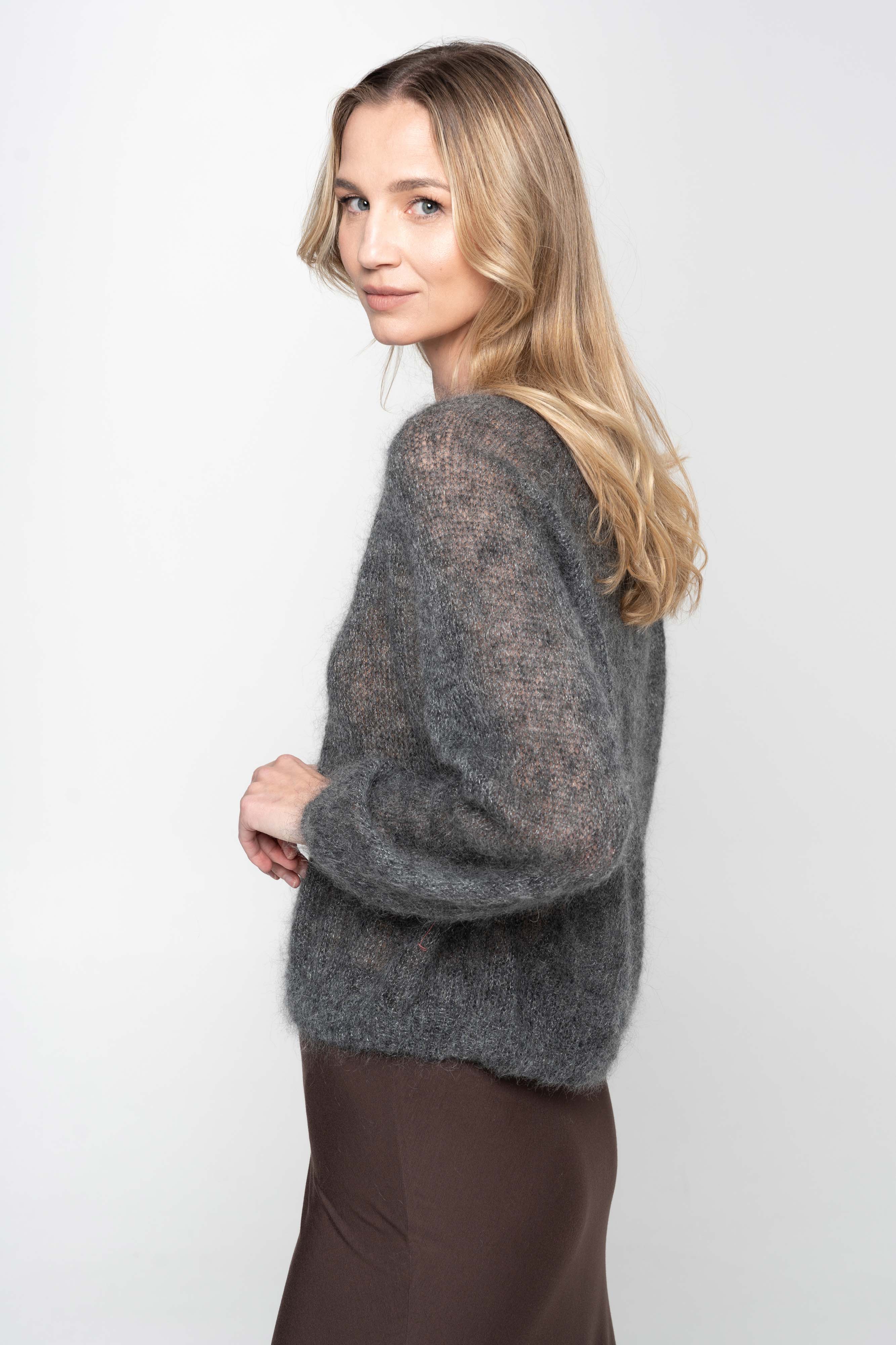 Sweter jedwab szary zdjęcie 4