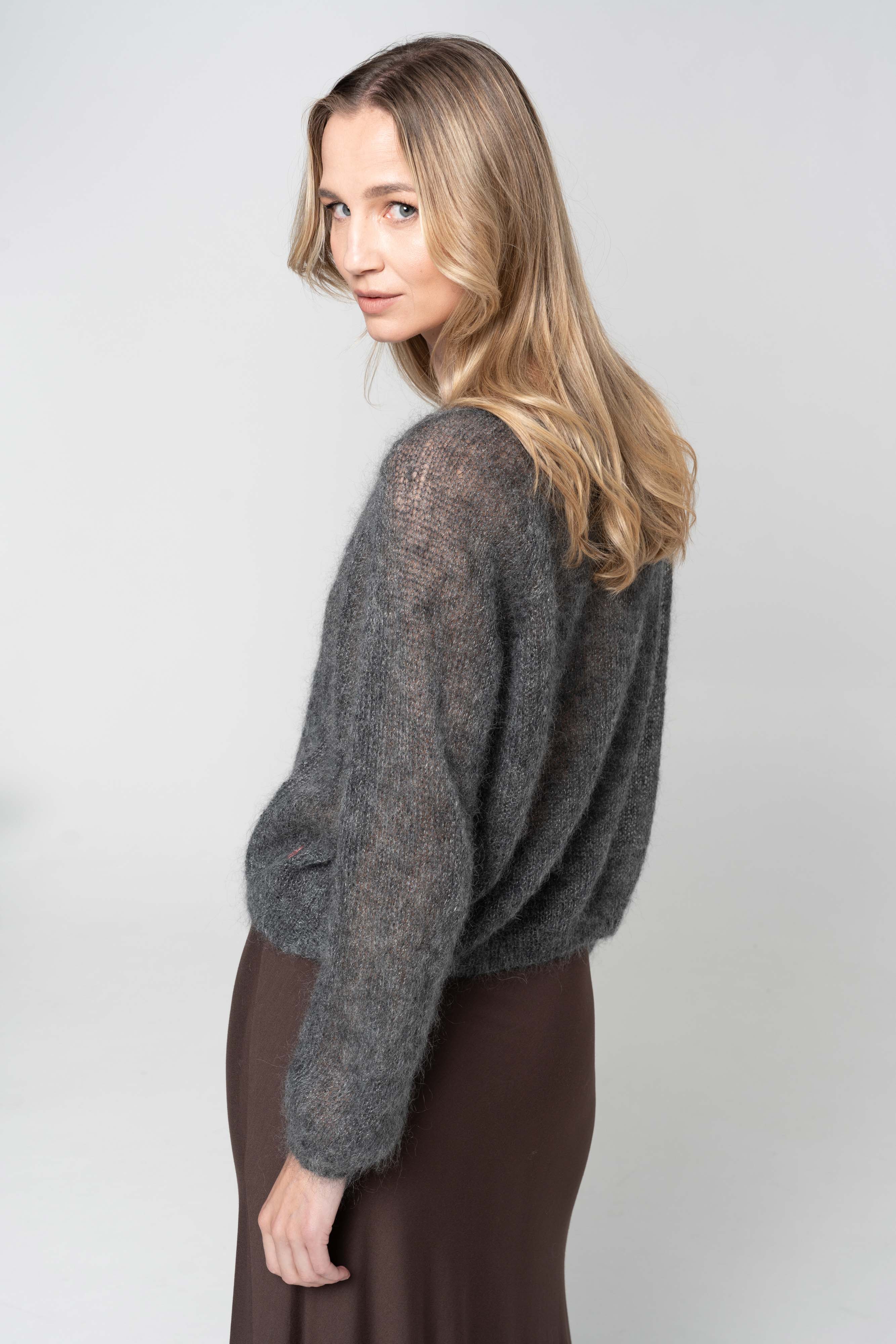 Sweter jedwab szary zdjęcie 6