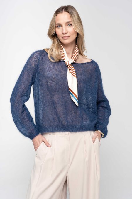 Sweter jedwab kobalt